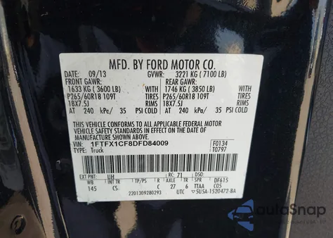 2013 Ford F-150 Stx from USA, damaged, VIN 1FTFX1CF8DFD84009